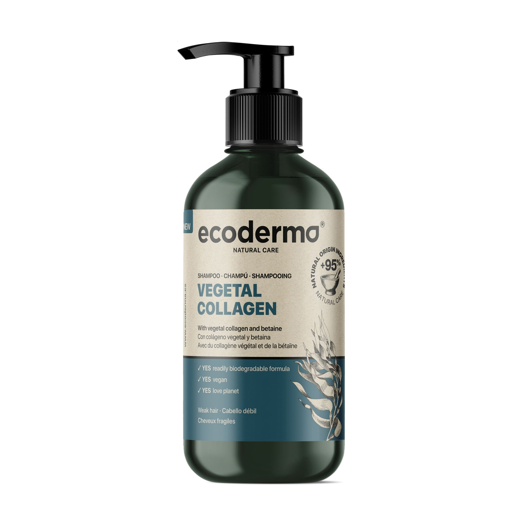 Шампунь Ecoderma Vegetal Collagen Shampoo для ослабленого волосся, 500 мл